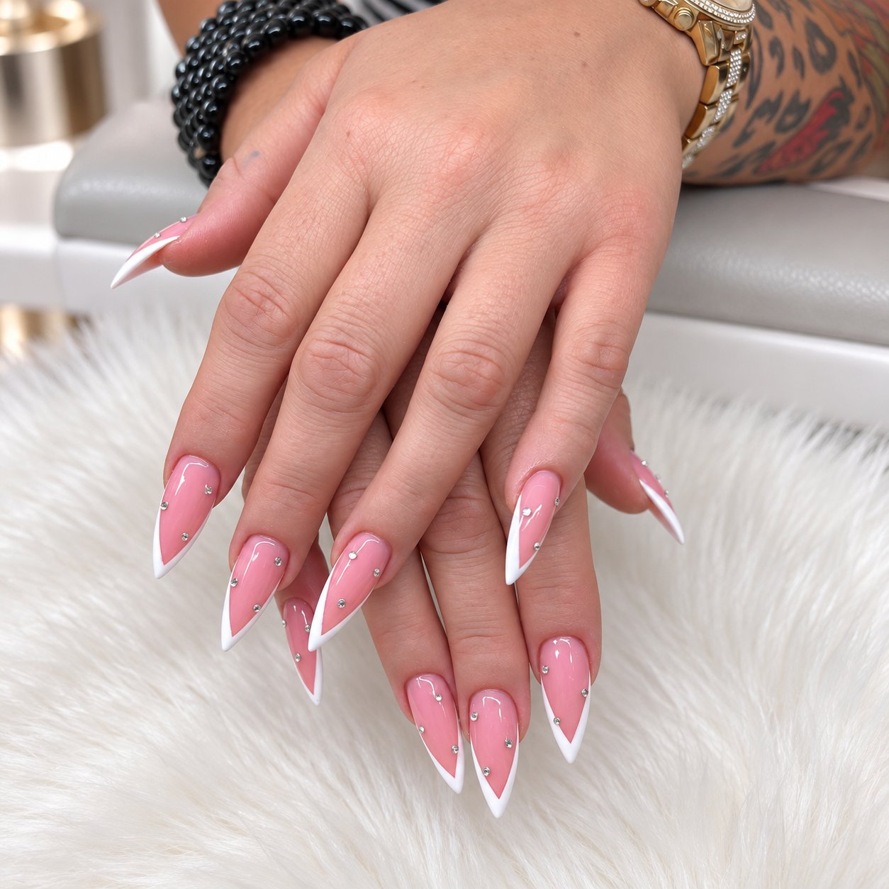 White French, stiletto shape