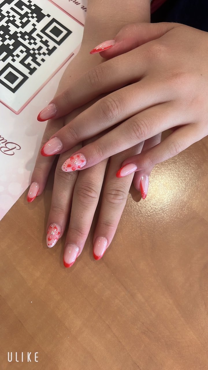 Red French with flowers